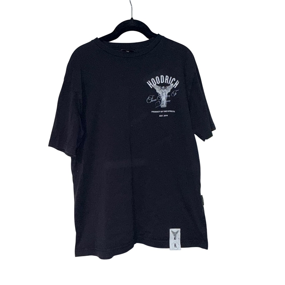 Hoodrich Graphic T-Shirt Mens Large Black Cotton From Nothing To Something